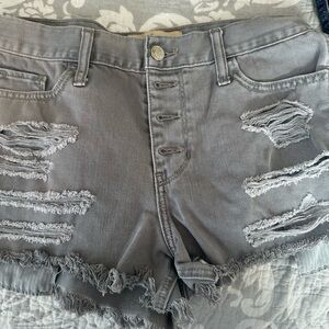 Hollister Gray High-Rise Denim Shorts